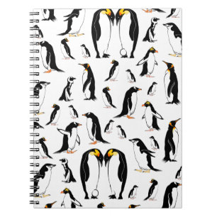 Caderno Espiral Pinguins - padrão preto e branco