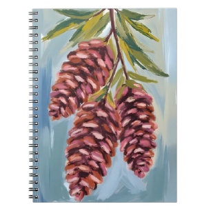 Caderno Espiral Pinhas Caídas de Outono Pintura de Outono em Aqu