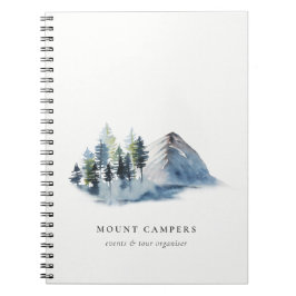 Caderno Espiral Pinheiros Russos de Neve Woods Aquarela Montanha M