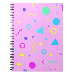 Caderno Espiral Pink 80s Memphis Geometric Pattern