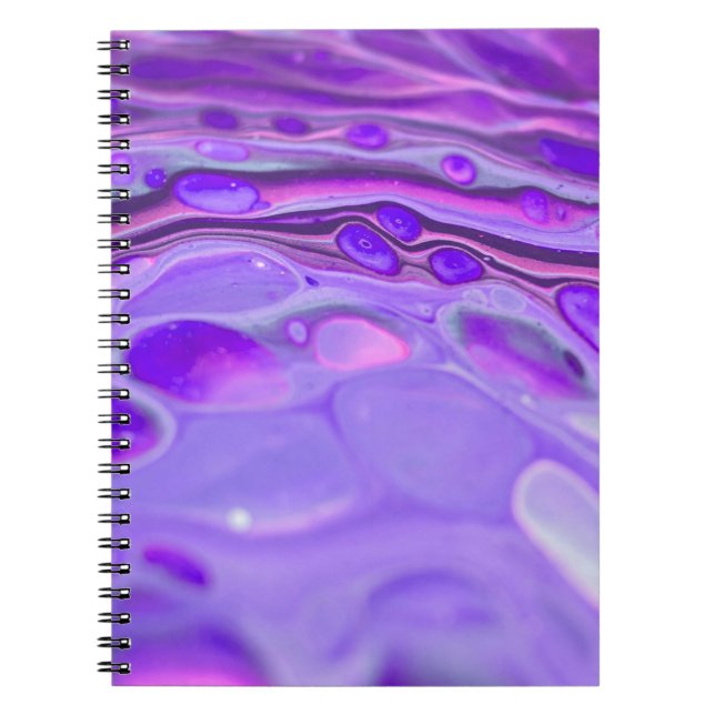 Caderno Espiral Pink Acrylic Purple, Fluid Art Painting Marble (Frente)