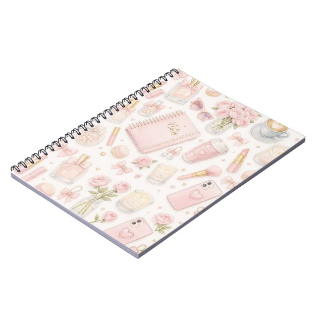 Caderno Espiral Pink Aesthetic Beauty Essentials Journal Cover (Left Side)
