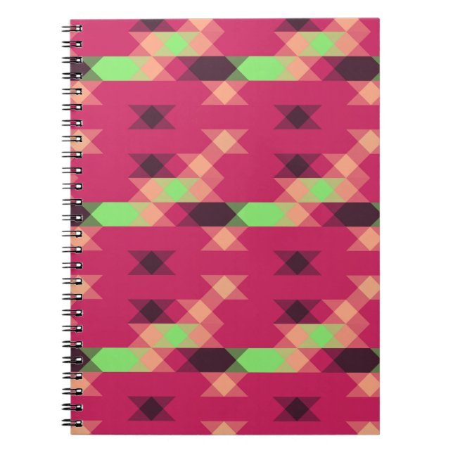 Caderno Espiral pink and green geometric (Frente)