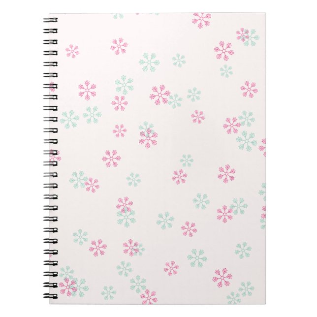 Caderno Espiral Pink And Green Snowflake Spiral Photo Notebook (Frente)