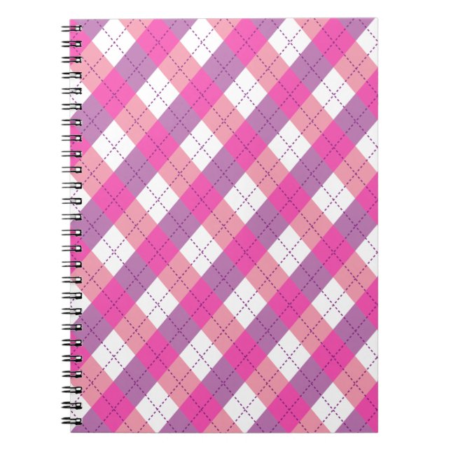 Caderno Espiral Pink And Purple Argyle (Frente)