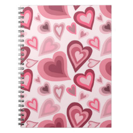 Caderno Espiral Pink and Red Layered Heart Pattern