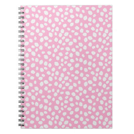 Caderno Espiral Pink and white spotty pattern notebook