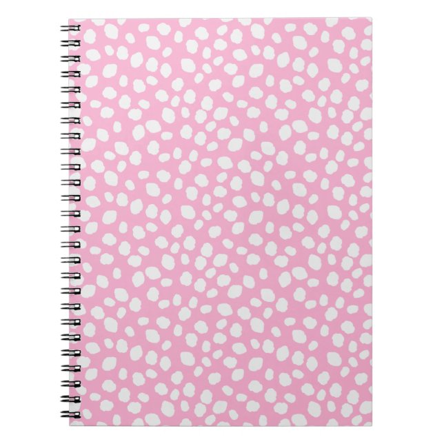 Caderno Espiral Pink and white spotty pattern notebook (Frente)