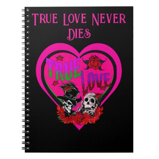 Caderno Espiral Pink & Black Gothic Amam Verdadeiramente o Amor Pe (Frente)