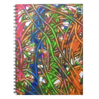 Caderno Espiral Pink, Blue, Green, Orange, Marble Artwork