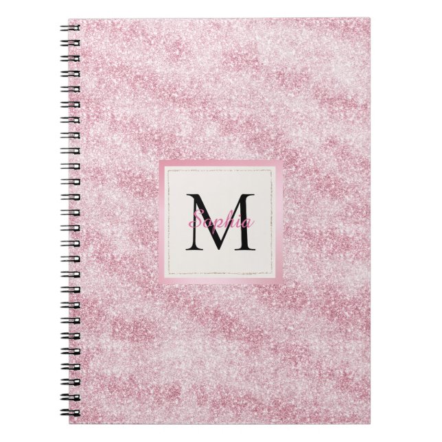 Caderno Espiral Pink Blush Glitter Monogram (Frente)