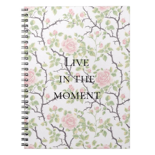 Caderno Espiral Pink Blush Rose Floral (Frente)