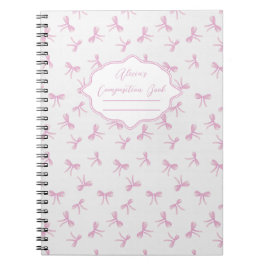Caderno Espiral Pink bow Frilly Coquette Personalized Composition