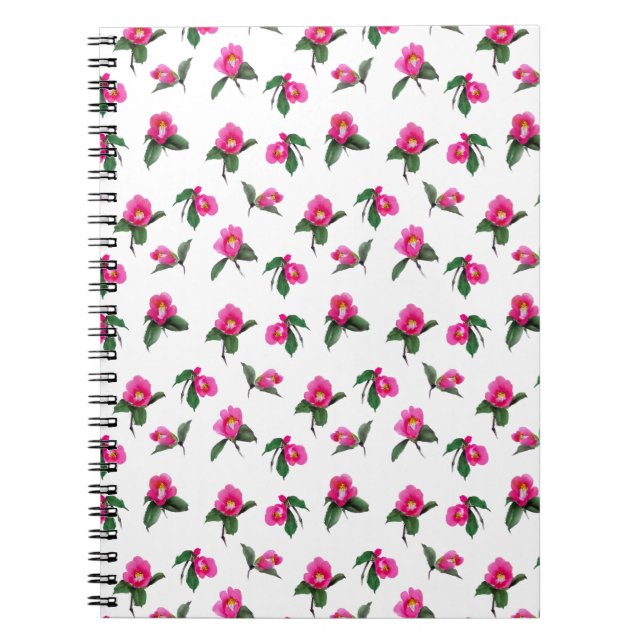 Caderno Espiral Pink camellia sumie ink e aquarela (Frente)