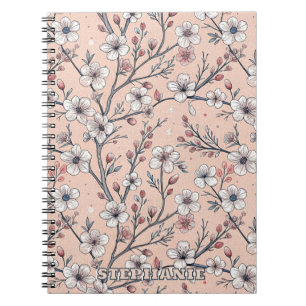 Caderno Espiral Pink Cherry Blossom Sakura Padrão a Rosa (1)