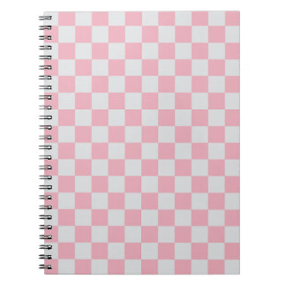 Caderno Espiral Pink + Cinza Checkered Checkerboard Padrão