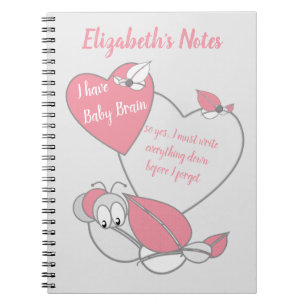 Caderno Espiral Pink cinza, gatinho, cérebro de lagarta