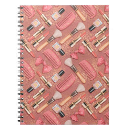 Caderno Espiral Pink Cosmetics Pattern Glitter 