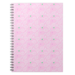 Caderno Espiral Pink do padrão-raquete tênis