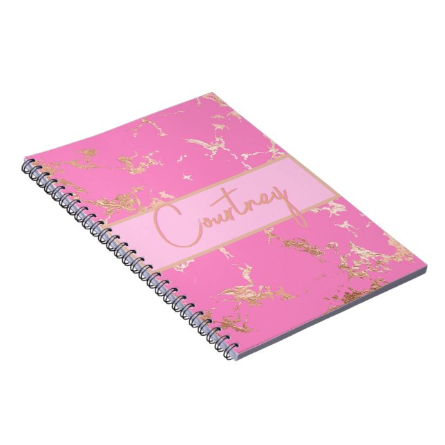 Caderno Espiral Pink & Dourado Personalizado (Lado Direito)