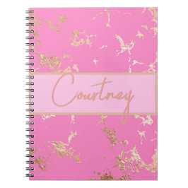 Caderno Espiral Pink & Dourado Personalizado