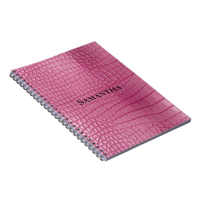 Caderno Espiral Pink Faux Alligator Animal (Lado Direito)