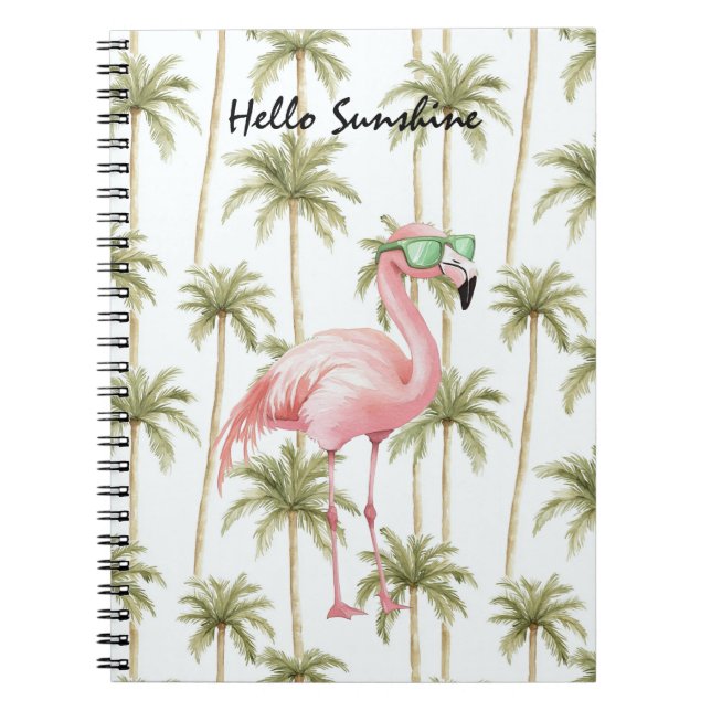 Caderno Espiral Pink Flamingo Palm Trees (Frente)