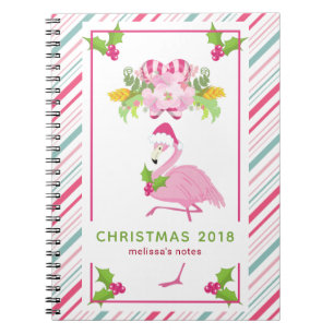 Caderno Espiral Pink Flamingo Tropical Natal