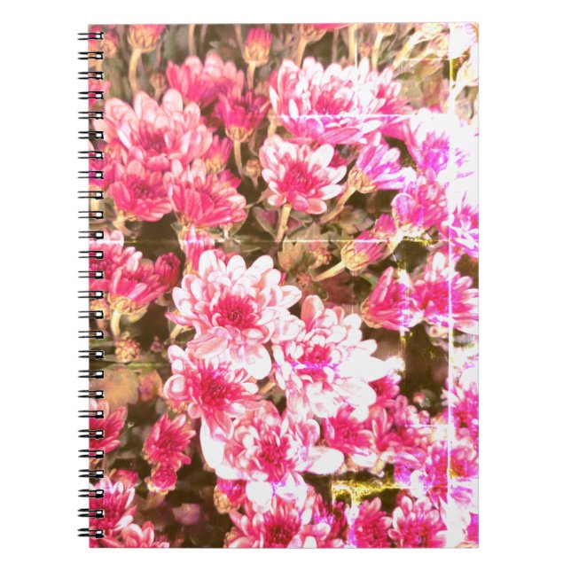 Caderno Espiral Pink Floral Bloom Pattern – Soft Botanical Design (Frente)