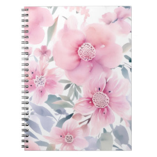 Caderno Espiral Pink Floral Watercolor