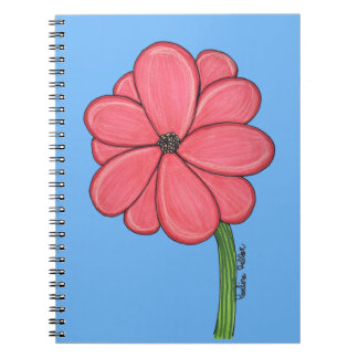 Caderno Espiral Pink Flower Full with Blue background