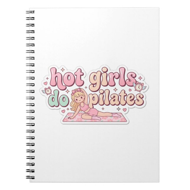 Caderno Espiral Pink Girly Fitness Planner, Pilates Girl Gift (Frente)