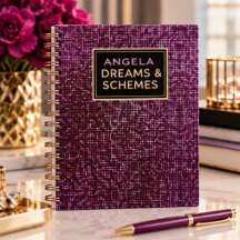 Pink Glitter Custom Name Dreams & Schemes Journal