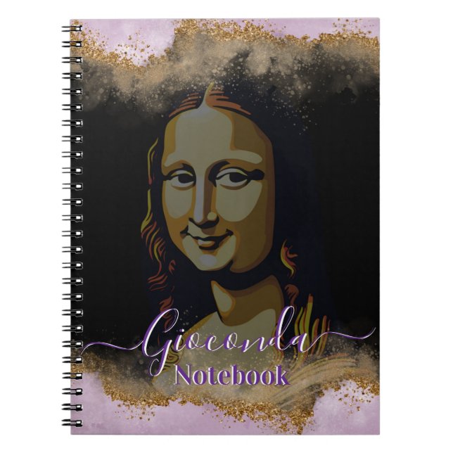 Caderno Espiral Pink Glitter Leonardo Da Vinci Gioconda (Frente)