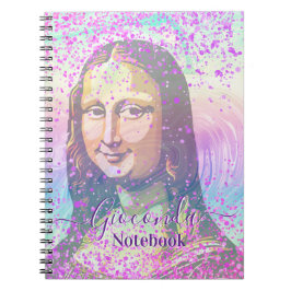 Caderno Espiral Pink Glitter Leonardo Da Vinci Gioconda
