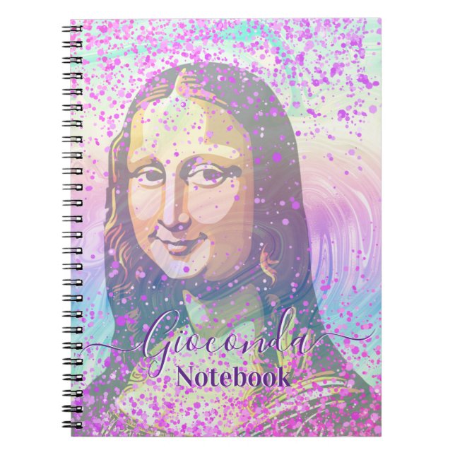 Caderno Espiral Pink Glitter Leonardo Da Vinci Gioconda (Frente)