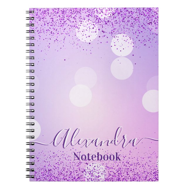 Caderno Espiral Pink Glitter Pastel Circles Custom  (Frente)