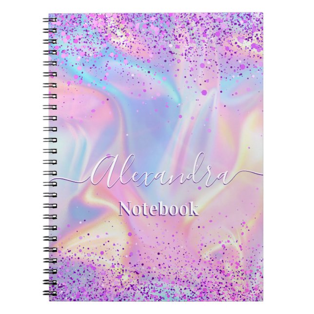 Caderno Espiral Pink Glitter Pastel Custom  (Frente)