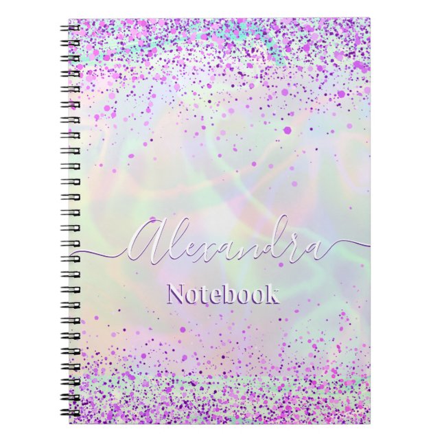 Caderno Espiral Pink Glitter Pastel Custom  (Frente)