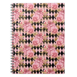 Caderno Espiral Pink Gold Floral Notebook