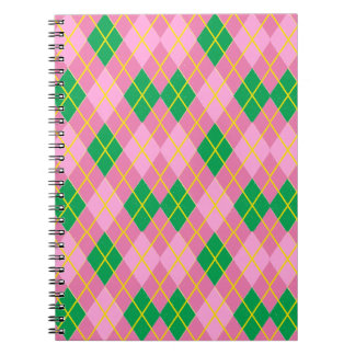Caderno Espiral Pink & Green Argyle