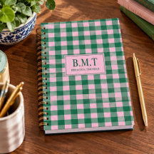 Pink Green Gingham Custom Monogram Preppy Plaid