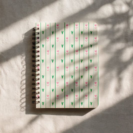 Caderno Espiral Pink Heart Blooms & Green Heart - Modern Valentine