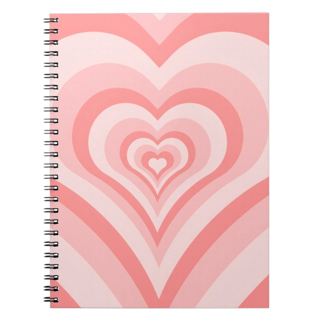 Caderno Espiral Pink Heart Gradient Pattern – Cute Girly Love (Frente)