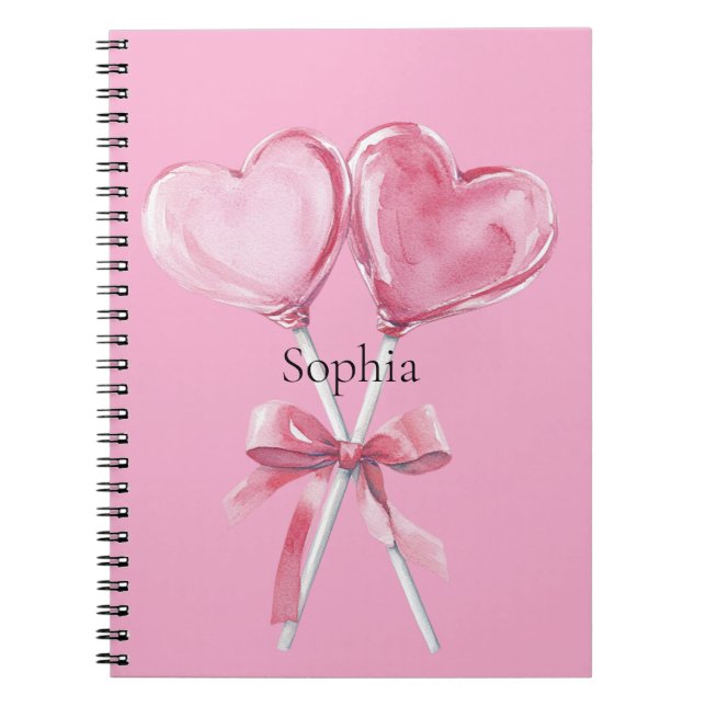 Caderno Espiral Pink Hearts   (Frente)