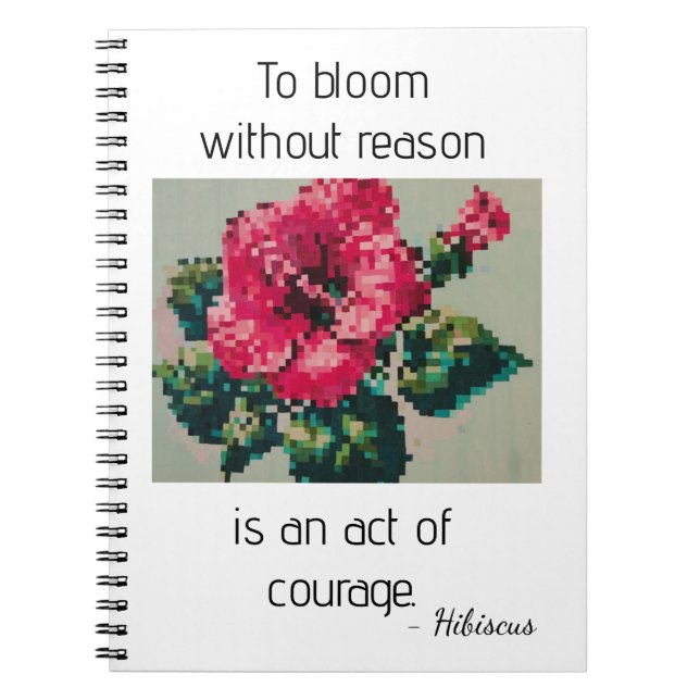 Caderno Espiral Pink Hibiscus in Gentle Pixels (Frente)