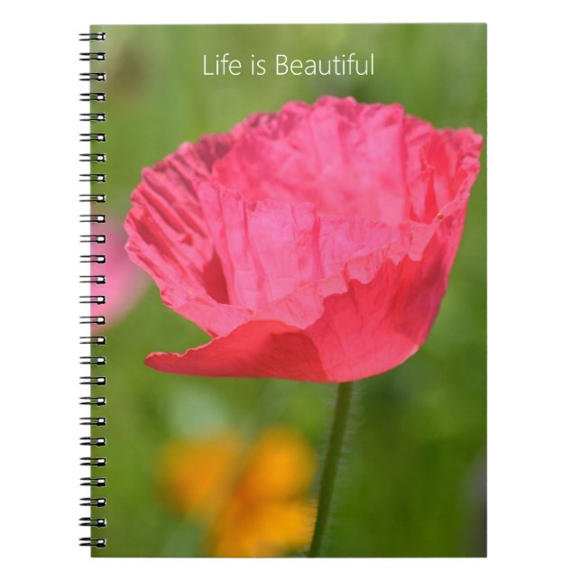 Caderno Espiral Pink Iceland Poppy Flower Garden (my photography) (Frente)