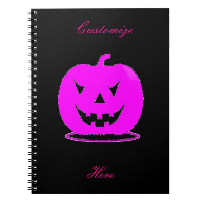 Caderno Espiral Pink Jack o'lantern Halloween Thunder_Cove (Frente)