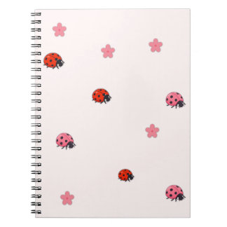 Caderno Espiral Pink Ladybug Garden Pattern Notebook