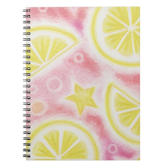 Caderno Espiral Pink Lemonade "limões" (Frente)